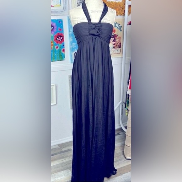AAKAA - Black Halter Maxi Dress Size M - Picture 1 of 11